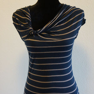 Stripped cowl necked, jersey fabric blouse M